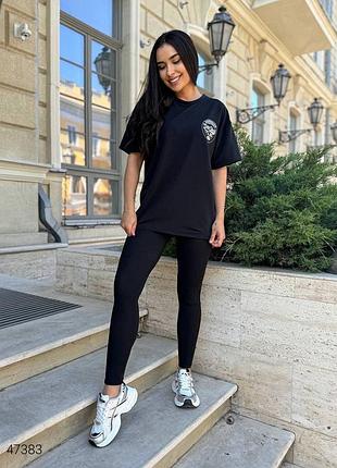 Женский костюм футболка + леггинсы