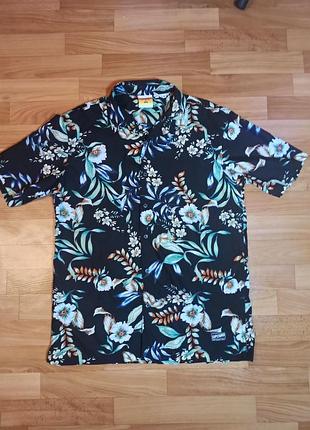 Летняя рубашка гавайка рубашка с коротким рукавом размер 52-54
