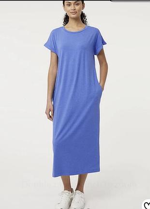 Платье футболка макси с карманами