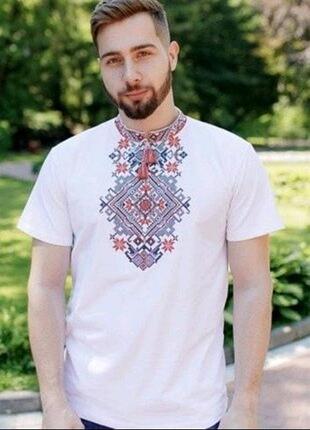 Рубашка вышиванка мужская футболка вышитая 100% хлопок