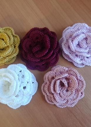 Вязаные розы декор заготовка под брошь заготовка под заколку