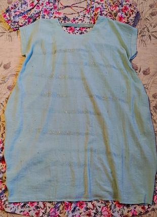 Итальянское платье миди балахон мятного цвета, платье миди свободного кроя