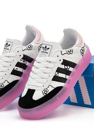 Женские кроссовки adidas samba white black pink 36-37-39-40