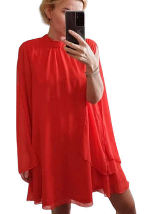 Легкое полупрозрачное красное платье платья river island