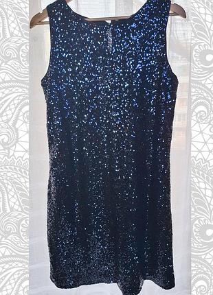 Темно-синя коктейльна сукня без рукавів в лелітках phildar  розмір xl, (підійде на m)