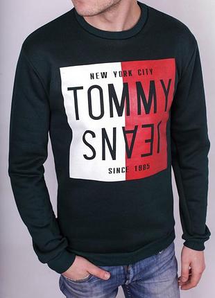 Теплая кофта свитшот на флисе tommy