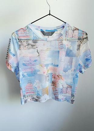 Кроп топ сетка сеточка принтованая primark m/l