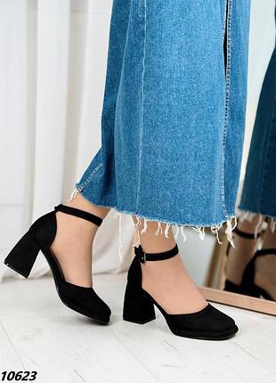 Туфлі, арт. 10623, черные, экозамша