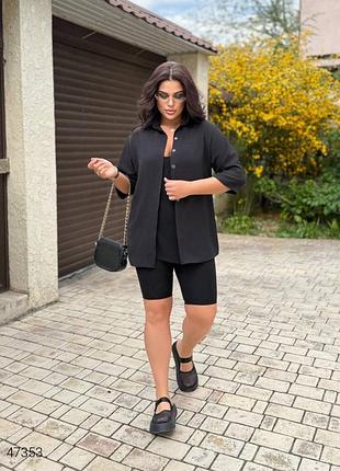 Костюм-тройка рубашка майка и шорты большие размеры