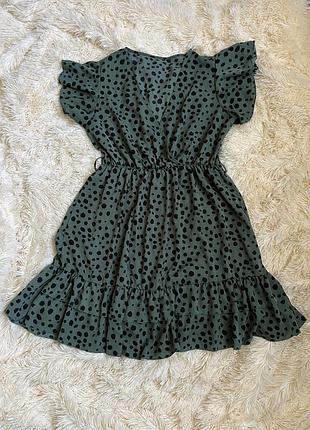 Літня сукня shein зеленого кольору в горох розмір 40-42