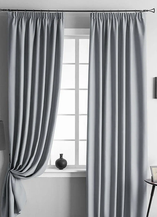 Шторы серые из блэкаута комплект 2 шт