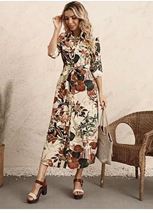 Натуральное платье-рубашка мидакси