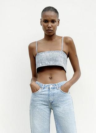 Джинсовий топ на брительках zara