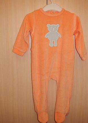 Новый велюровый человечек боди комбинезон zy р. 68-72см (6-9 мес)