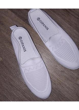 Женские летние лоферы мокасины сетка белого цвета, женская обувь