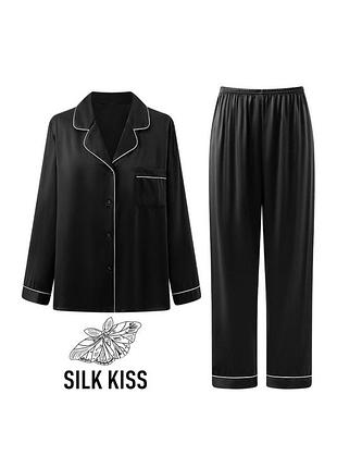 Шовкова чорна піжама silk kiss, р.l