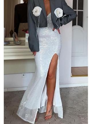 Сукня вечірня в паєтки з розпоркою miss ord