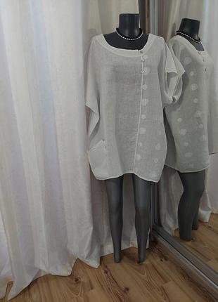 💯 % льняной с вышивкой и одним карманом блузон большого размера