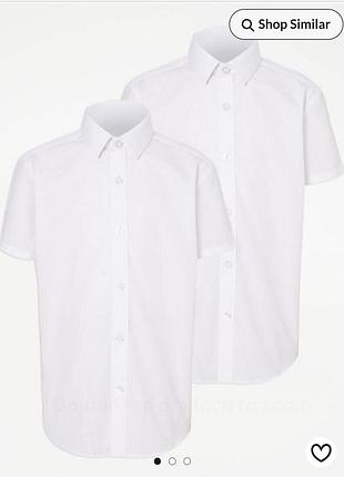 Біла шкільна сорочка george на хлопчика 8-9 років slim fit