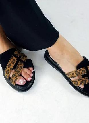 Шльопанці замш лео