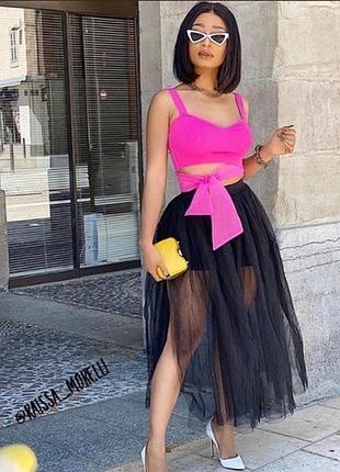 Zara укороченный топ из органзы