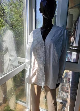 Винтажная блуза с рюшей батал