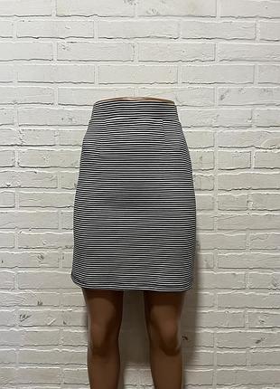 Жіноча трикотажна міні спідниця юбка в дрібну смужку