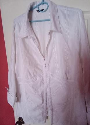 Шикарна, люксова, білосніжна  блуза ,коттон фірмова румунія