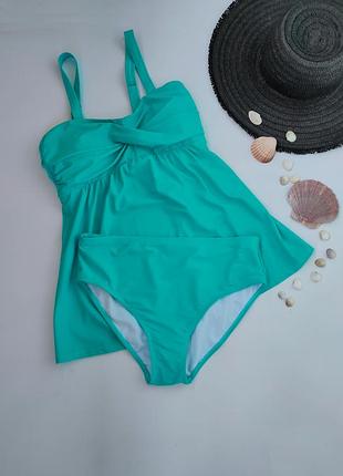 Раздельный купальник танкини с длинной широкой майкой м, l, 46, 48, 38, 40