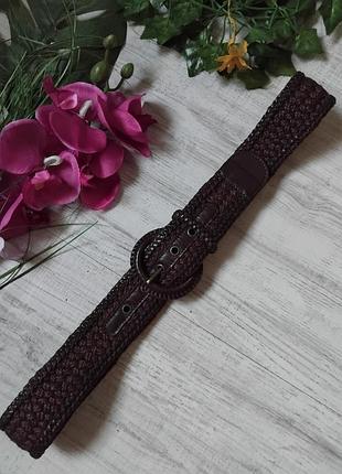 Пасок ремень женский коричневый плетеный с кожей