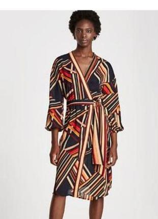 Платье на запах в анималистический принт женское zara xs,s