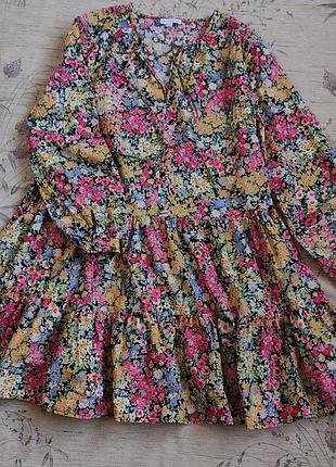 Бавовняна ярусна коротка сукня , ярусне коротке плаття5 фото