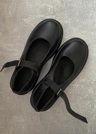 Туфлі лоліти мері джейн чорні еко шкіряні на платформі