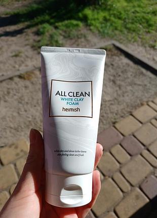 Пенка для умывания с белой глой heimish all clean white clay foam 150 мл