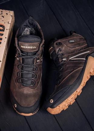 Мужские зимние кожаные ботинки merrell brown3 фото