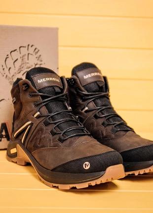 Мужские зимние кожаные ботинки merrell brown4 фото