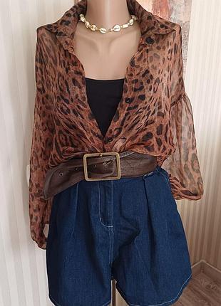 Шикарна прозора блузка-сорочка в леопринт, i saw it first