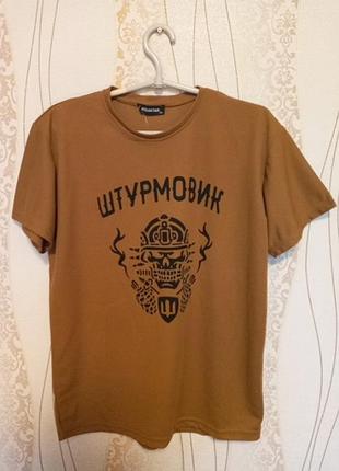 Тактична футболка кольору койот з принтом штурмовик