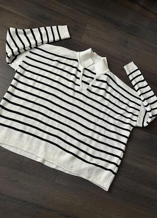 Жіноча оверсайз кофта у смужку з коміром