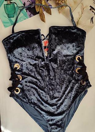 Купальник бархатний суцільний river island xl xxl 44 42