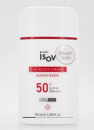 Isov sorex uv block cream spf50++++ солнцезахисний матовий крем для обличчя 50 мл
