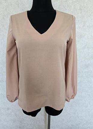 Блуза однотонна, бежева блуза. софт