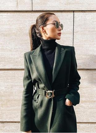 Шерстяне пальто zara xl жіноче шикарне пальто з вовни кашемірове пальто зелене пальто