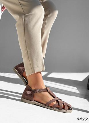 Босоніжки жіночі softy капучино натуральна замша  9422