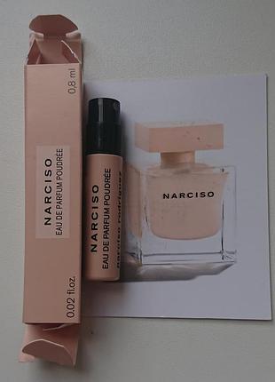Неповний пробник жіночої парфумованої води narciso rodriguez poudree 0.3 мл із 0.8 мл. оригінал.