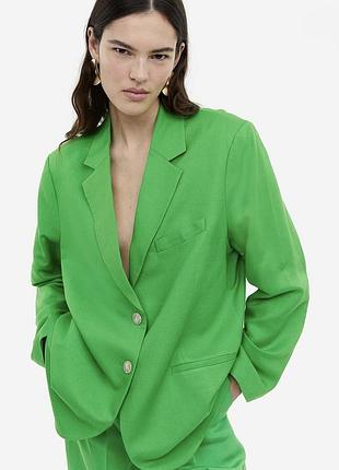 Піджак h&m зеленого кольору з льоном,