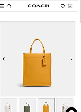 Кожаная сумка coach mini cashin tote orange