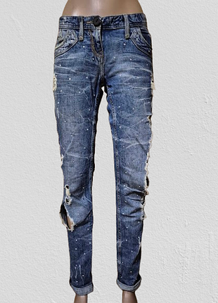 💙💙💙стильні рвані жіночі джинси в стразах river island💙💙💙