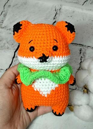 Мягкая игрушка вязаная ручной работы амигуруми лисичка handmade 14 см