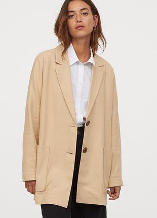 H&m жіночий жакет оверсайз із суміші віскози та льону